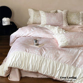 Royal Floral Ruffle Bedding Set - Pink
